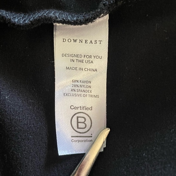 Downeast Pull On Midi Skirt Womens L Black A-Line Side Slit Rayon Career Office - Picture 8 of 9